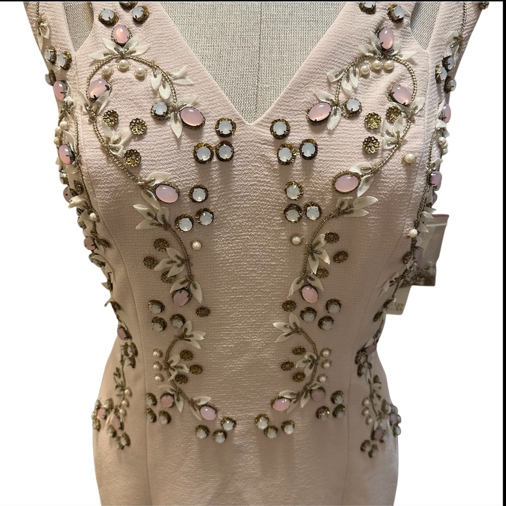 Badgley Mischka Blush Embellished Midi Dress size 6 - Picture 4 of 7